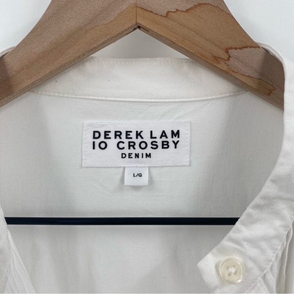 10 Crosby Derek Lam Denim White Button Down Blouse Large - Picture 7 of 7
